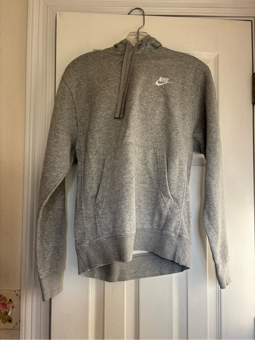 Nike Light Gray Hoodie with White Swoosh Tag